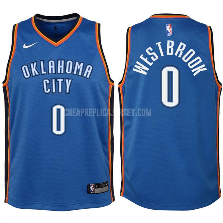 2017-18 youth oklahoma city thunder russell westbrook 0 blue icon replica jersey