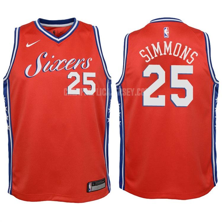 2017-18 youth philadelphia 76ers ben simmons 25 red statement replica jersey