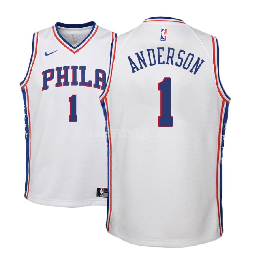 2017-18 youth philadelphia 76ers justin anderson 1 white association replica jersey