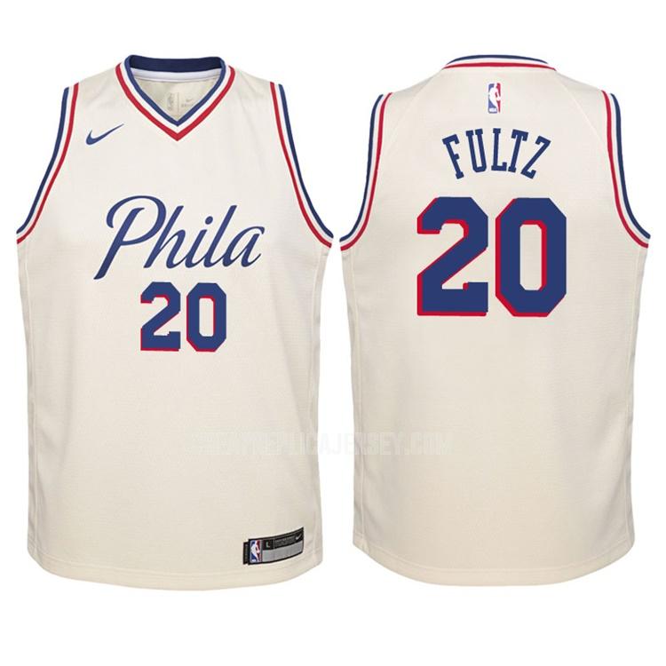 2017-18 youth philadelphia 76ers markelle fultz 20 cream color city edition replica jersey