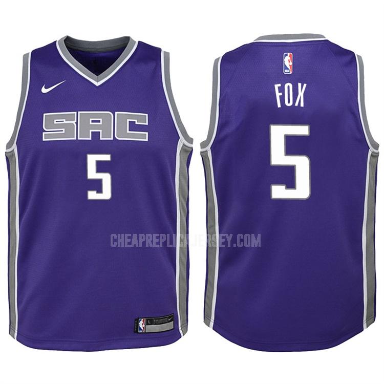 2017-18 youth sacramento kings de'aaron fox 5 purple icon replica jersey