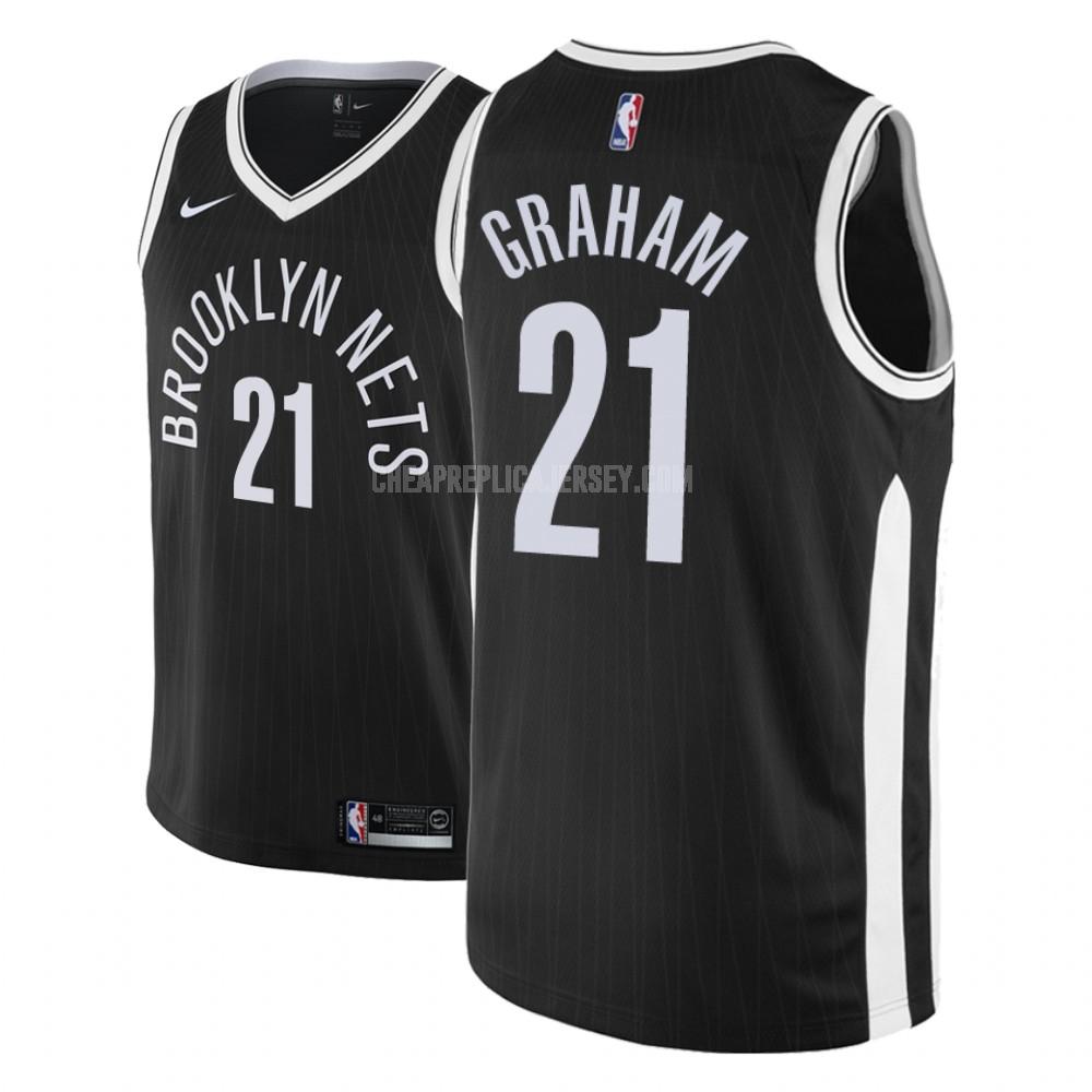 2018-19 men's brooklyn nets treveon graham 21 black city edition replica jersey
