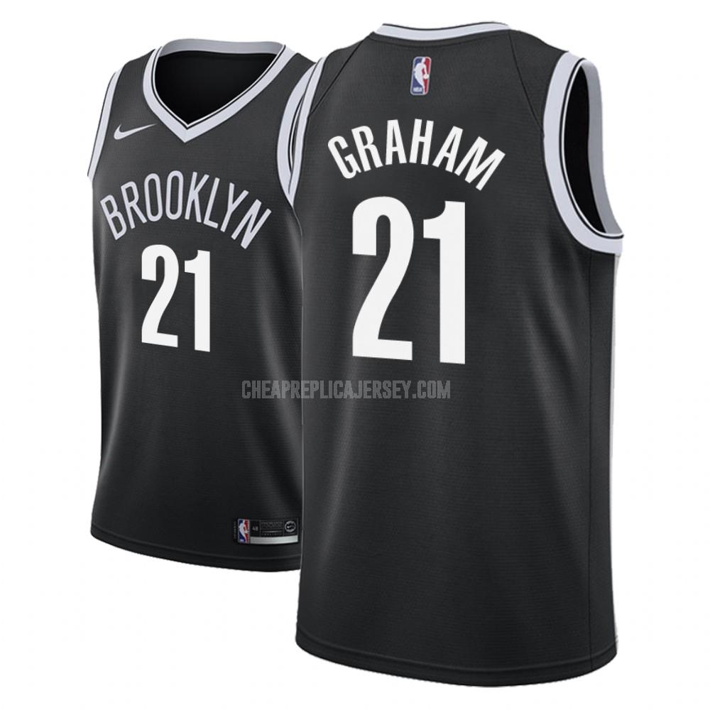 2018-19 men's brooklyn nets treveon graham 21 black icon replica jersey