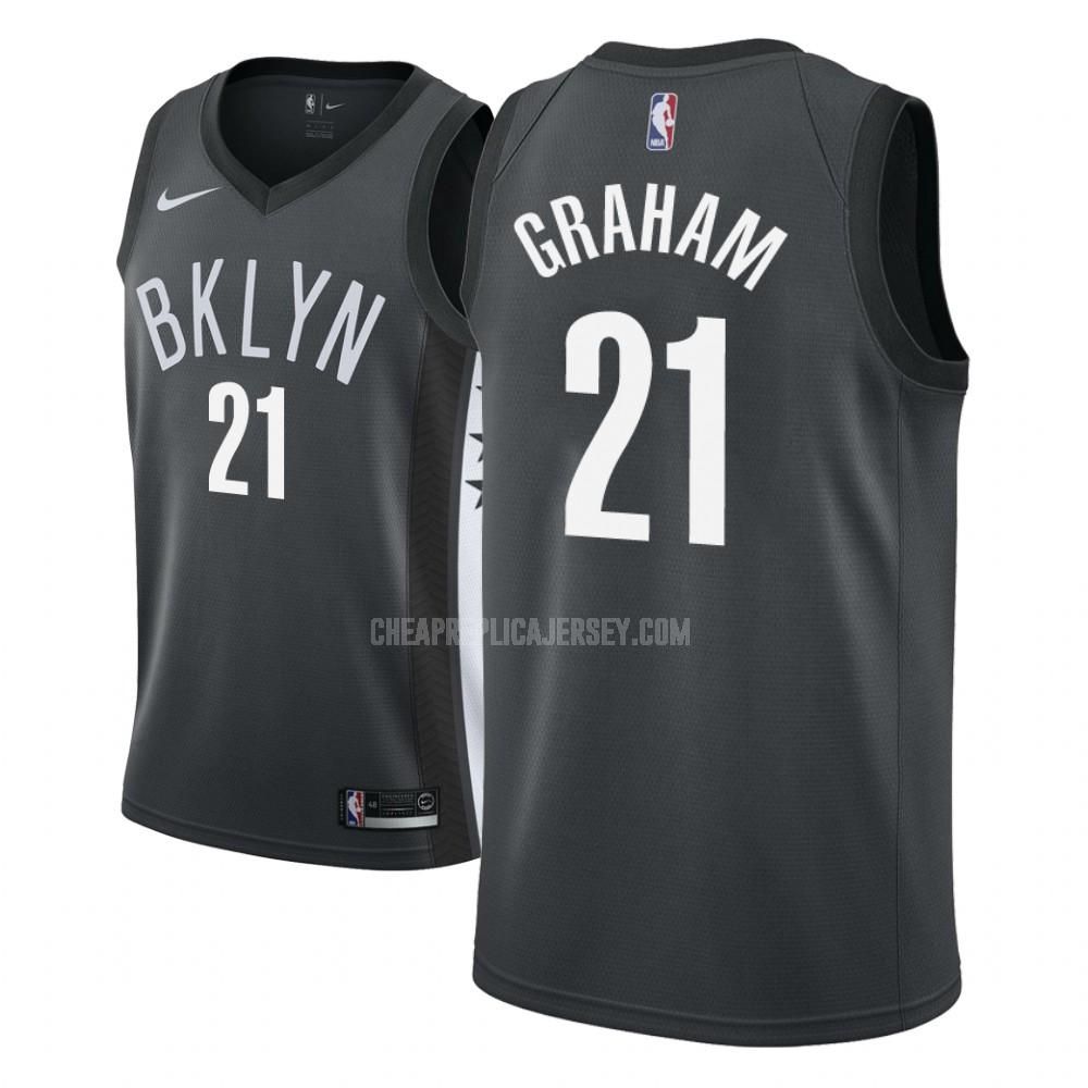 2018-19 men's brooklyn nets treveon graham 21 black statement replica jersey