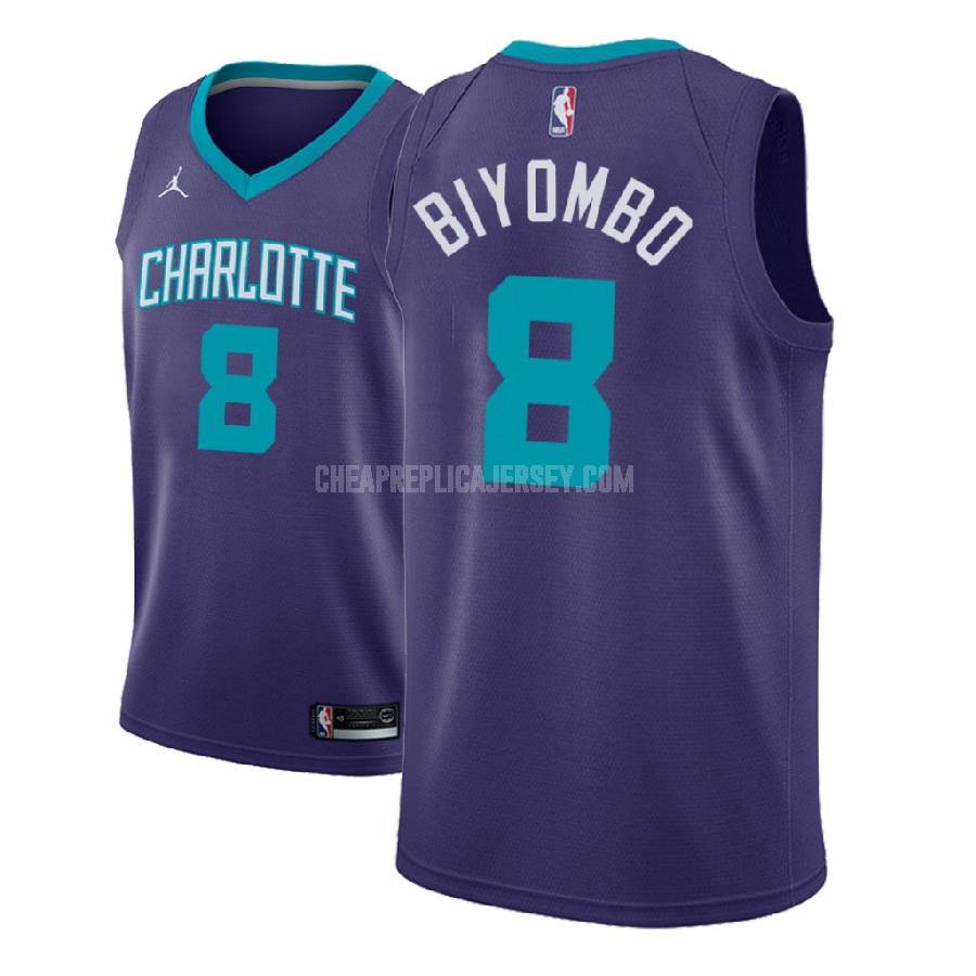 2018-19 men's charlotte hornets bismack biyombo 8 purple statement replica jersey