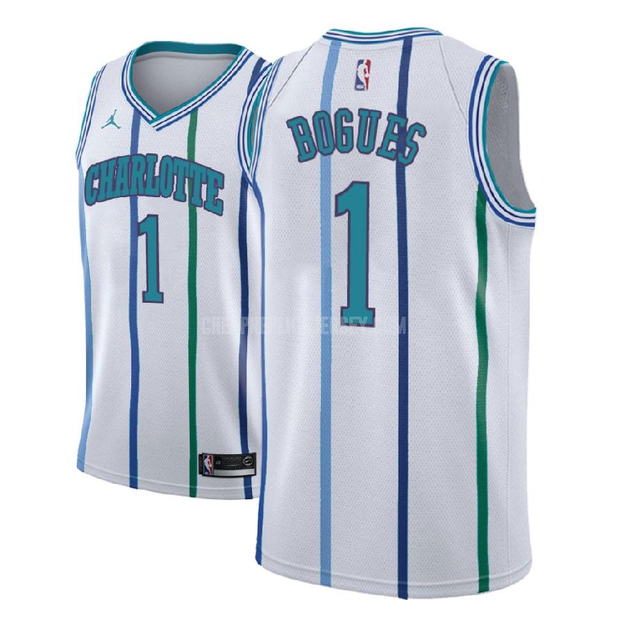 2018-19 men's charlotte hornets tyrone bogues 1 white classic edition replica jersey