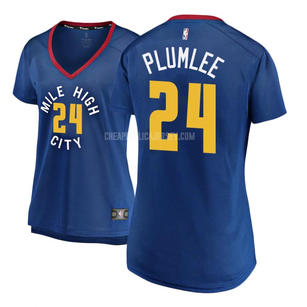 2018-19 women's denver nuggets mason plumlee 24 blue statement replica jersey