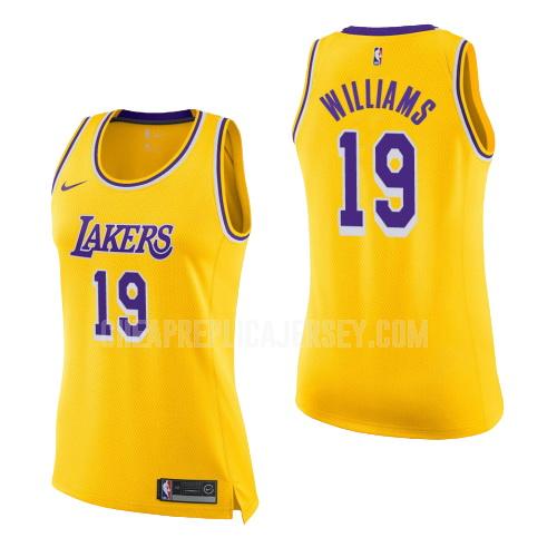 2018-19 women's los angeles lakers johnathan williams 19 yellow icon replica jersey