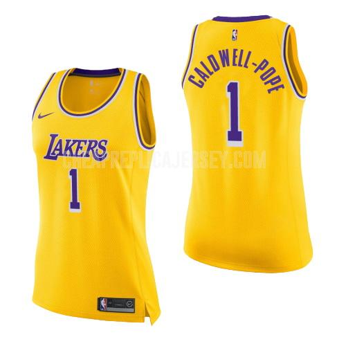 2018-19 women's los angeles lakers kentavious caldwell-pope 1 yellow icon replica jersey