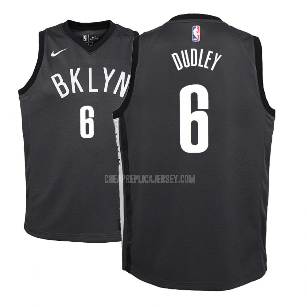2018-19 youth brooklyn nets jared dudley 6 black statement replica jersey