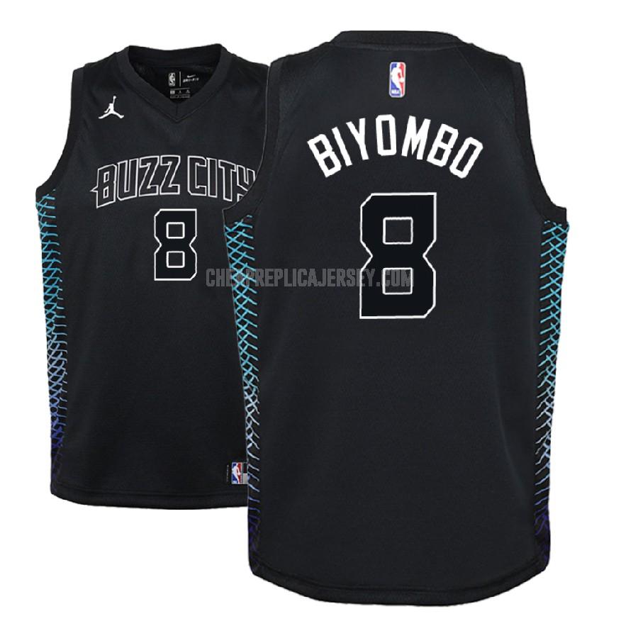 2018-19 youth charlotte hornets bismack biyombo 8 black city edition replica jersey
