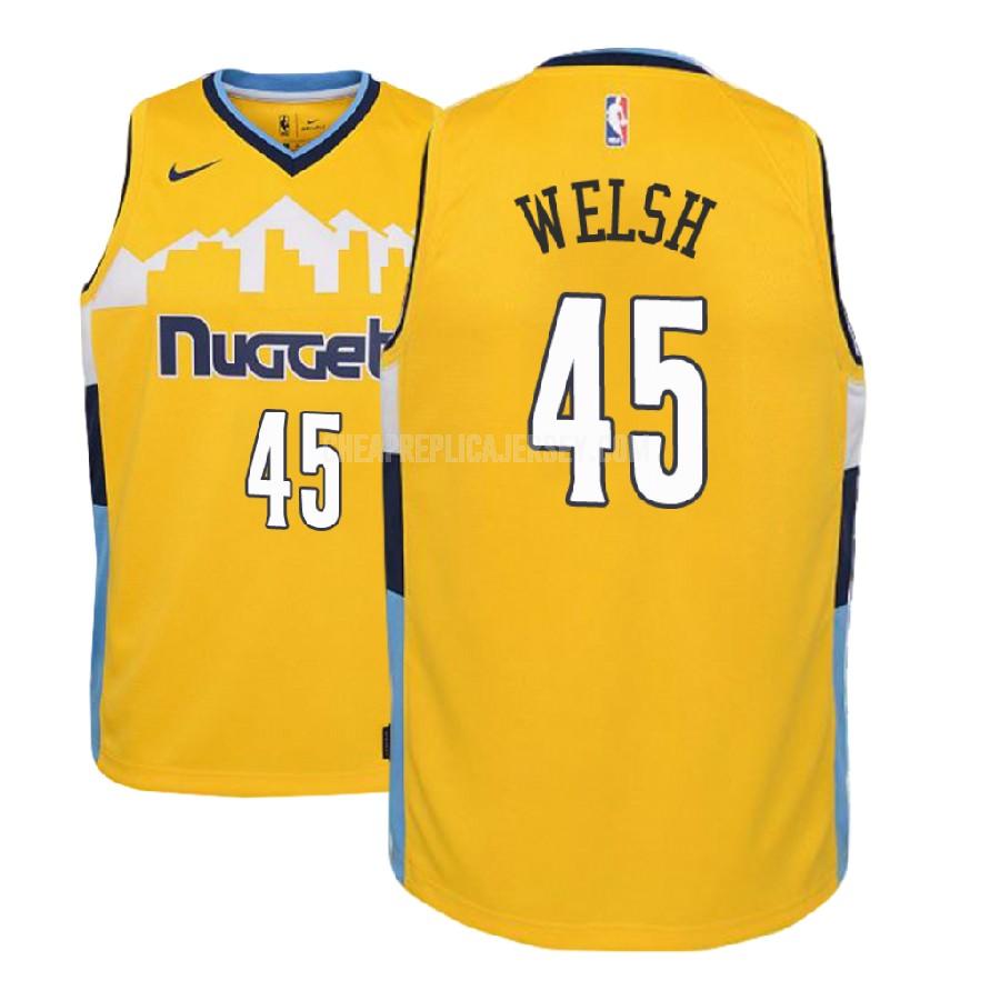 2018-19 youth denver nuggets thomas welsh 45 yellow statement replica jersey