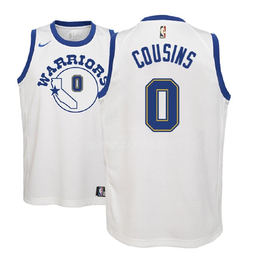 2018-19 youth golden state warriors demarcus cousins 0 white classic edition replica jersey