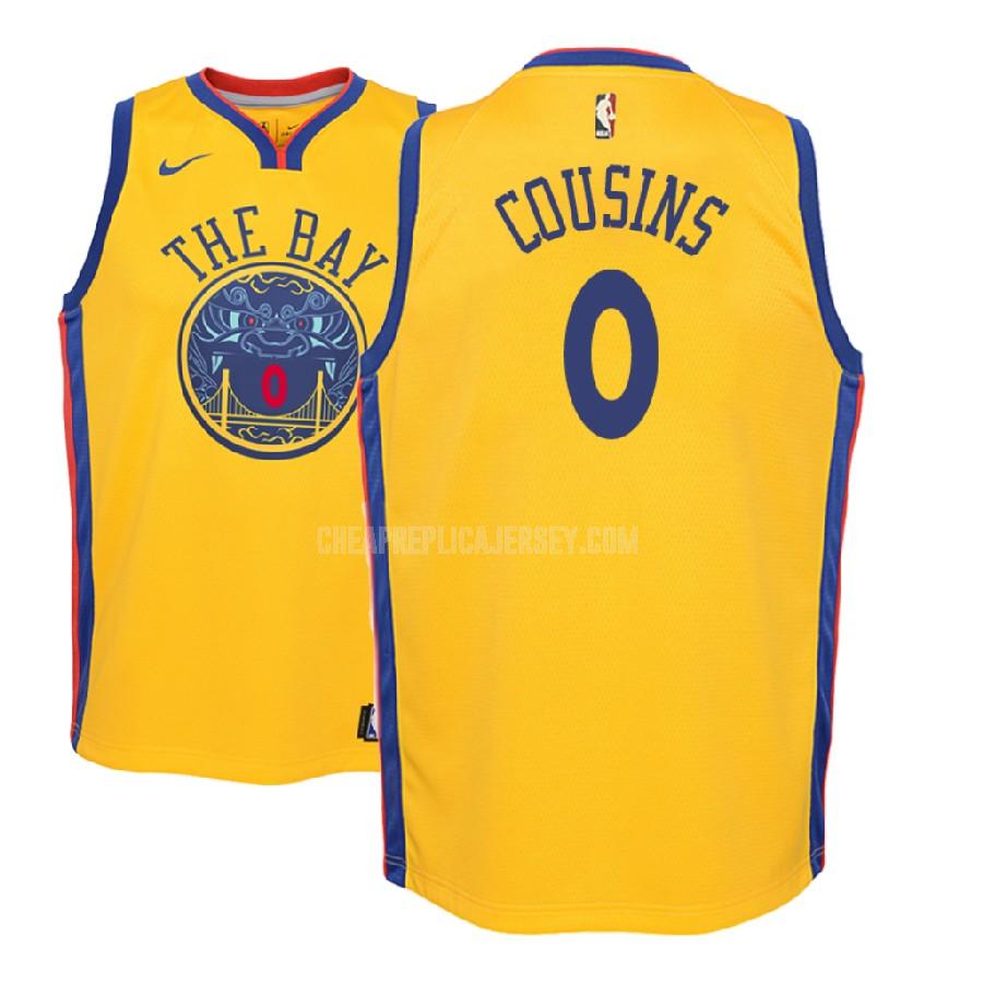 2018-19 youth golden state warriors demarcus cousins 0 yellow city edition replica jersey