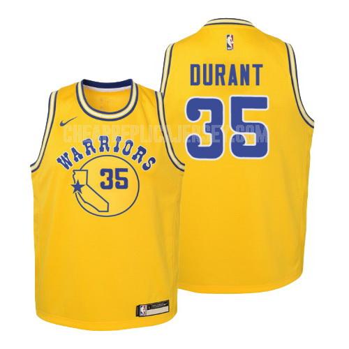 2018-19 youth golden state warriors kevin durant 35 yellow hardwood classics replica jersey