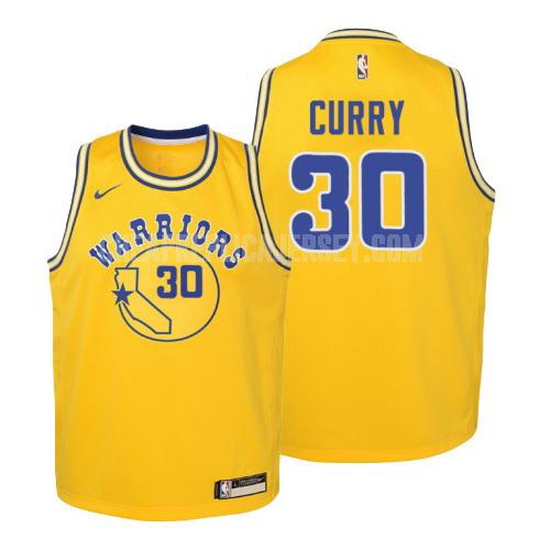 2018-19 youth golden state warriors stephen curry 30 yellow hardwood classics replica jersey