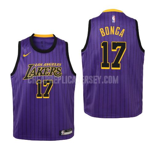 2018-19 youth los angeles lakers isaac bonga 17 purple city edition replica jersey