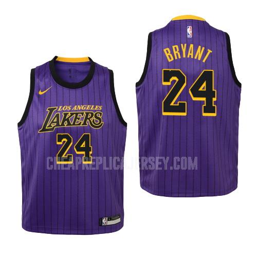 2018-19 youth los angeles lakers kobe bryant 24 purple city edition replica jersey