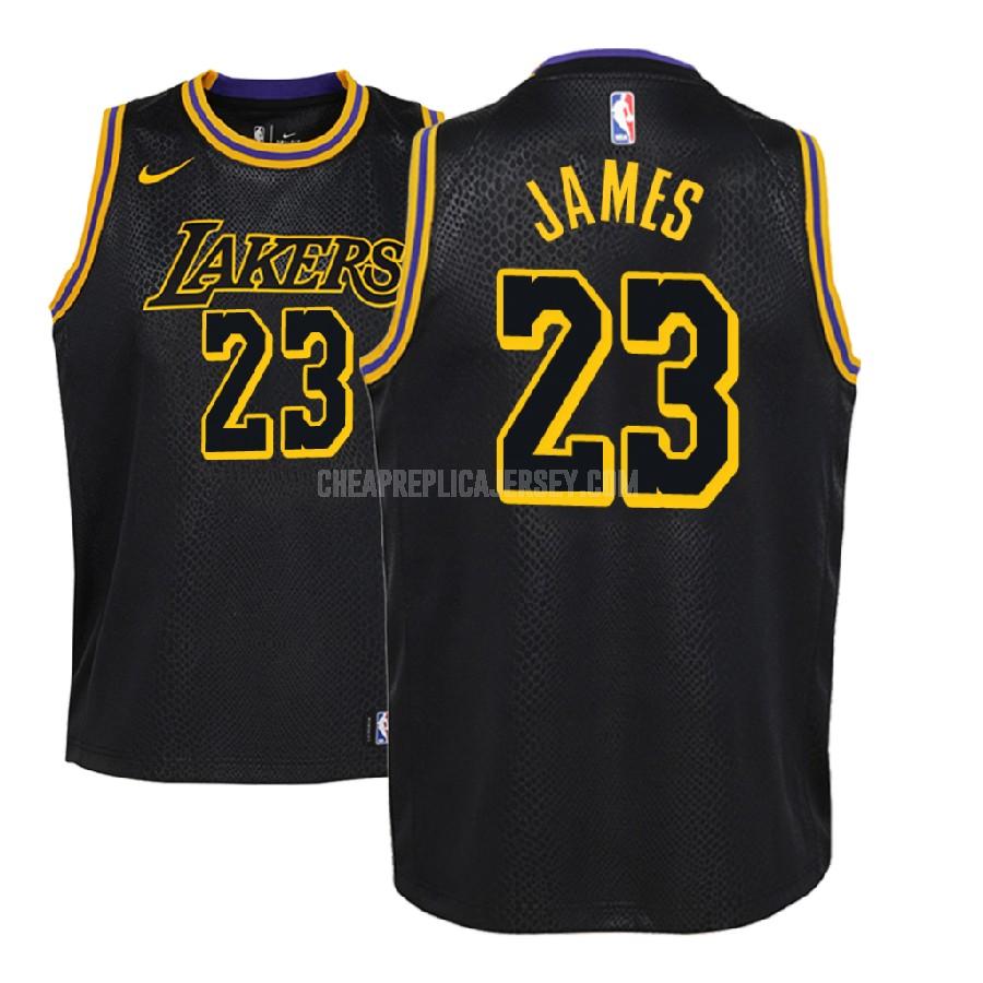 2018-19 youth los angeles lakers lebron james 23 black city edition replica jersey