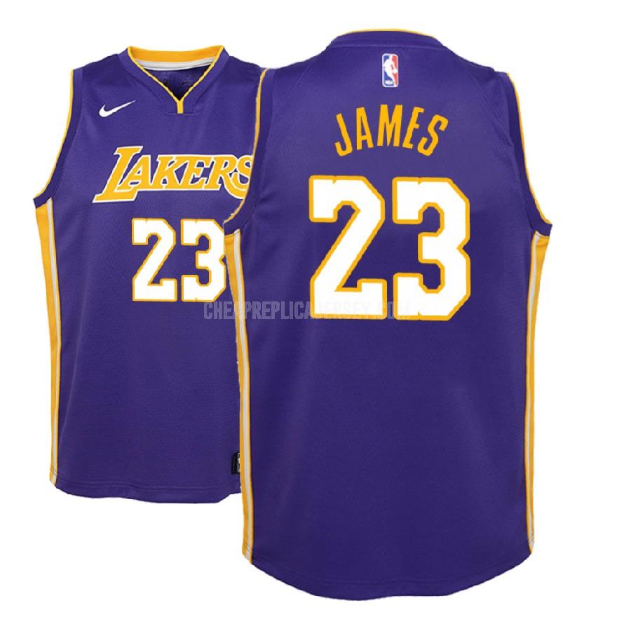 2018-19 youth los angeles lakers lebron james 23 purple statement replica jersey