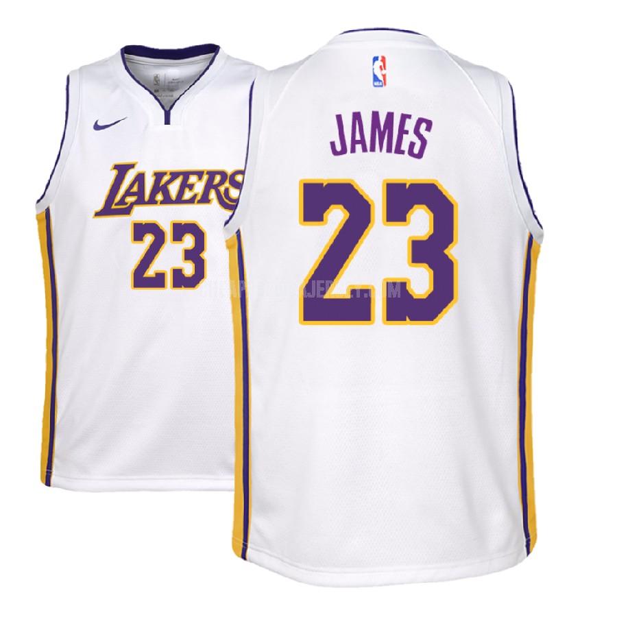 2018-19 youth los angeles lakers lebron james 23 white association replica jersey