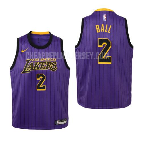 2018-19 youth los angeles lakers lonzo ball 2 purple city edition replica jersey