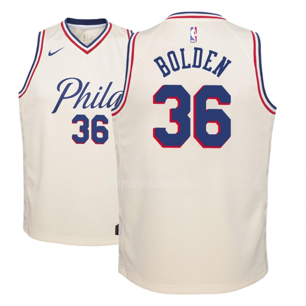 2018-19 youth philadelphia 76ers jonah bolden 36 cream color city edition replica jersey