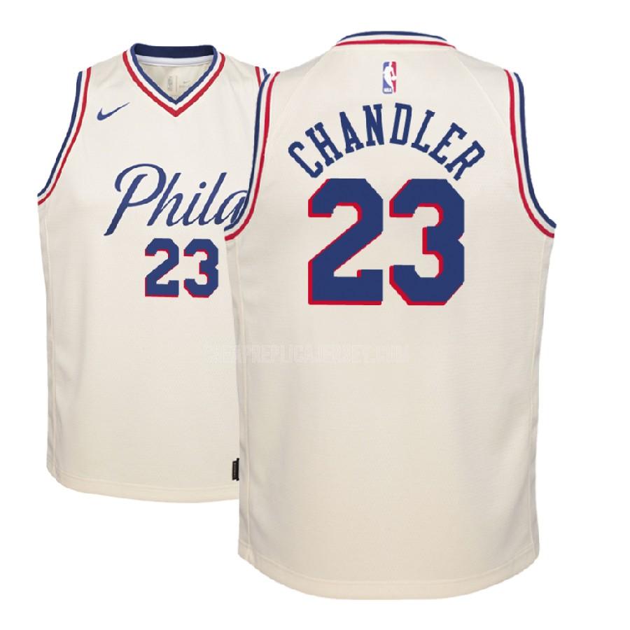 2018-19 youth philadelphia 76ers wilson chandler 23 cream color city edition replica jersey