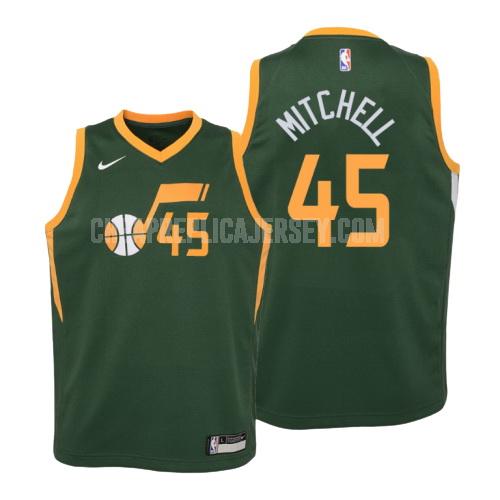 2018-19 youth utah jazz donovan mitchell 45 green earned edition replica jersey