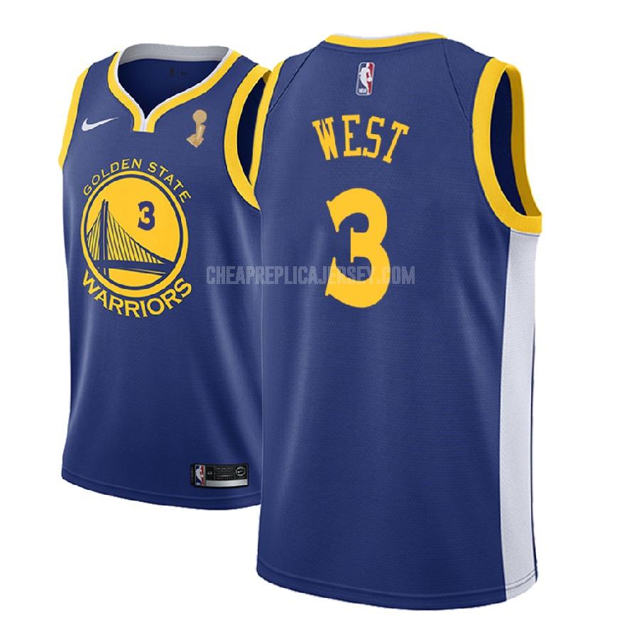 2018 men's golden state warriors david west 3 blue champions icon replica jersey
