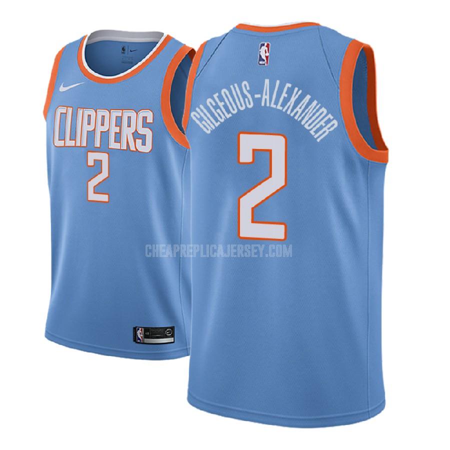 2018 nba draft men's los angeles clippers shai gilgeous-alexander 2 blue city edition replica jersey