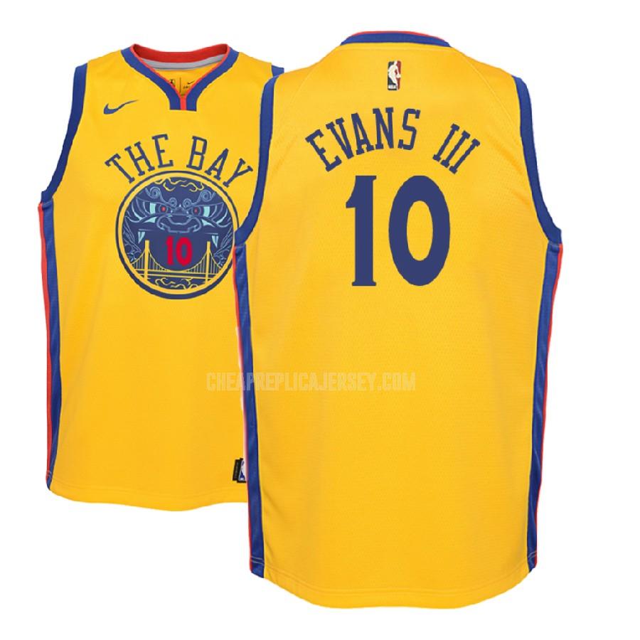 2018 nba draft youth golden state warriors jacob evans iii 10 yellow city edition replica jersey