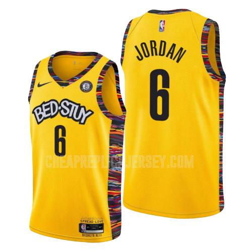 2019-20 men's brooklyn nets deandre jordan 6 yellow city edition replica jersey