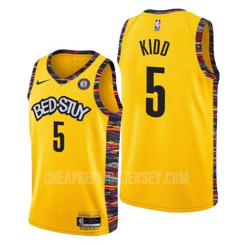 2019-20 men's brooklyn nets jason kidd 5 yellow city edition replica jersey