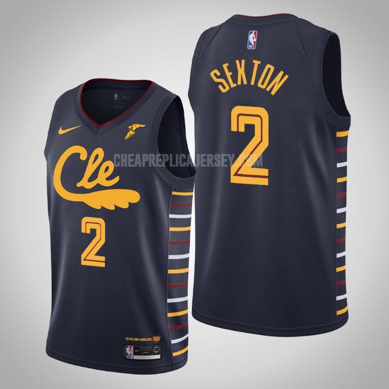 2019-20 men's cleveland cavaliers collin sexton 2 navy city edition replica jersey