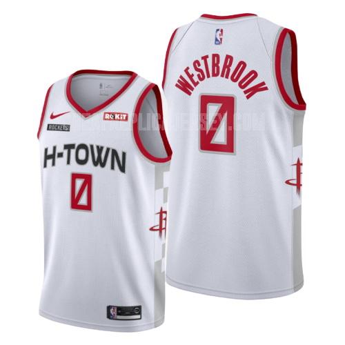 2019-20 men's houston rockets russell westbrook 0 white city edition replica jersey
