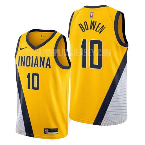 2019-20 men's indiana pacers brian bowen 10 yellow statement replica jersey