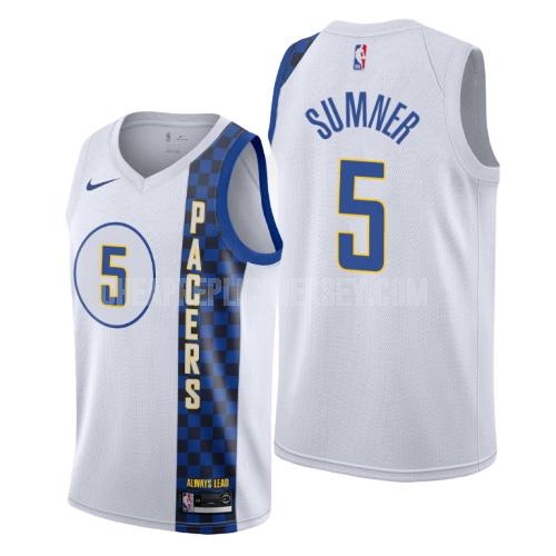 2019-20 men's indiana pacers edmond sumner 5 white city edition replica jersey