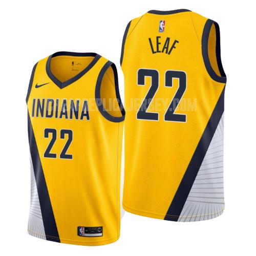 2019-20 men's indiana pacers tj leaf 22 yellow statement replica jersey