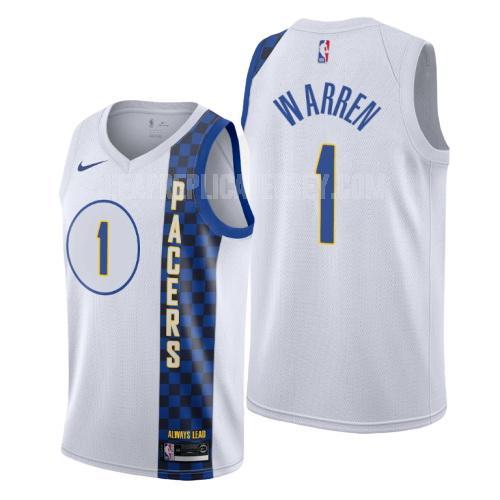 2019-20 men's indiana pacers tj warren 1 white city edition replica jersey