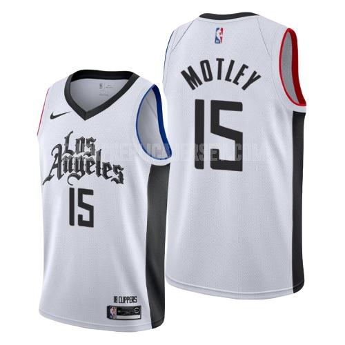 2019-20 men's los angeles clippers johnathan motley 15 white city edition replica jersey
