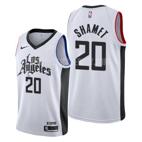 2019-20 men's los angeles clippers landry shamet 20 white city edition replica jersey