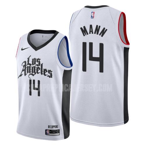 2019-20 men's los angeles clippers terance mann 14 white city edition replica jersey