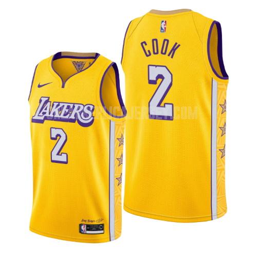 2019-20 men's los angeles lakers quinn cook 2 yellow city edition replica jersey