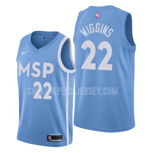 2019-20 men's minnesota timberwolves andrew wiggins 22 blue city edition replica jersey
