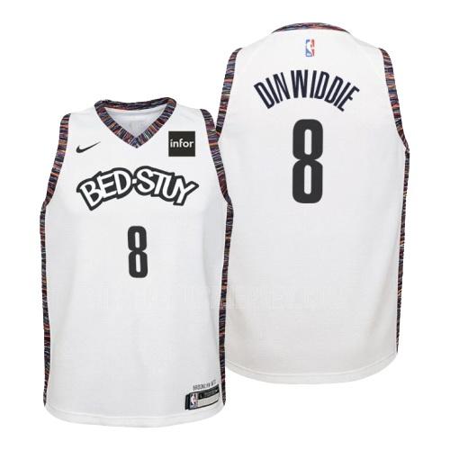 2019-20 youth brooklyn nets spencer dinwiddie 8 white city edition replica jersey