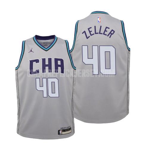 2019-20 youth charlotte hornets cody zeller 40 gray city edition replica jersey