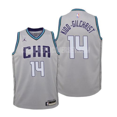 2019-20 youth charlotte hornets michael kidd-gilchrist 14 gray city edition replica jersey