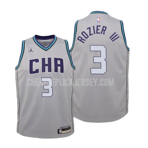 2019-20 youth charlotte hornets terry rozier 3 gray city edition replica jersey