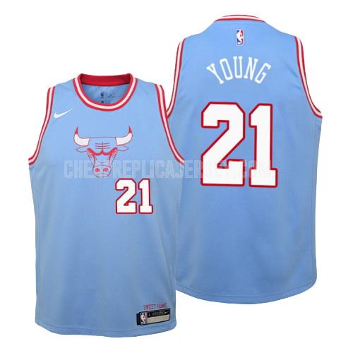 2019-20 youth chicago bulls thaddeus young 21 blue city edition replica jersey